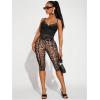 image:imageWomens Y2K Leopard Mesh Cropped Leggings 34 Length Club Capri PantsKhaki