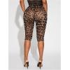 image:imageWomens Y2K Leopard Mesh Cropped Leggings 34 Length Club Capri PantsKhaki