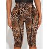 image:imageWomens Y2K Leopard Mesh Cropped Leggings 34 Length Club Capri PantsKhaki