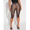 image:imageWomens Y2K Leopard Mesh Cropped Leggings 34 Length Club Capri PantsKhaki