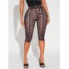 image:imageWomens Y2K Leopard Mesh Cropped Leggings 34 Length Club Capri PantsLight Pink