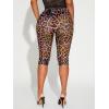 image:imageWomens Y2K Leopard Mesh Cropped Leggings 34 Length Club Capri PantsMulticolor