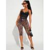 image:imageWomens Y2K Leopard Mesh Cropped Leggings 34 Length Club Capri PantsMulticolor