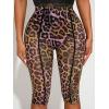 image:imageWomens Y2K Leopard Mesh Cropped Leggings 34 Length Club Capri PantsMulticolor