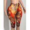 image:imageWomens Y2K Leopard Mesh Cropped Leggings 34 Length Club Capri PantsOrange