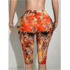 image:imageWomens Y2K Leopard Mesh Cropped Leggings 34 Length Club Capri PantsOrange