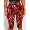 image:imageWomens Y2K Leopard Mesh Cropped Leggings 34 Length Club Capri PantsRed
