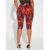 image:imageWomens Y2K Leopard Mesh Cropped Leggings 34 Length Club Capri PantsRed