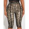 image:imageWomens Y2K Leopard Mesh Cropped Leggings 34 Length Club Capri PantsRust Brown