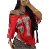 image:imageJersey Shirts for Women Number Graphic V Neck Oversized Tshirts Y2k Football Jersey StreetwearDark Red