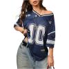 image:imageJersey Shirts for Women Number Graphic V Neck Oversized Tshirts Y2k Football Jersey StreetwearDeep Blue