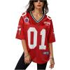 image:imageJersey Shirts for Women Number Graphic V Neck Oversized Tshirts Y2k Football Jersey StreetwearLight Red