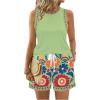 image:imageWomens 2 Piece Beach Vacation Clothes Floral Tank Top and Shorts Set Tropical Summer OutfitsGreen