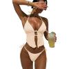 image:imageWomens 2 Piece Beaded Tankini Sets Halter Swimsuits Textured Backless Tie Side Bathing SuitApricot