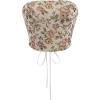 image:imageWomens Floral Embroidery Strapless Tube Top Lace Up Y2K Corset Crop TopsCoffee Brown