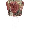 image:imageWomens Floral Embroidery Strapless Tube Top Lace Up Y2K Corset Crop TopsRed