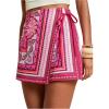 image:imageWomens Floral Graphic Skirt Shorts Drawstring Waist Tropical Boho Wrap SkortsPink