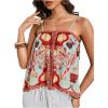 image:imageWomens Floral Tropical Boho Tops Spaghetti Strap Tank Top Vacation Beach Summer Camisole TopsRed Multicolor