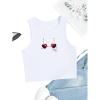 image:imageWomens Graphic Y2k Ribbed Tank Tops Sleeveless Martini Casual Slim Fit Summer Crop TopCherry White