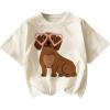 image:imageWomens Hawaiian Shirts Tropical Graphic Tees Crewneck Short Sleeve Vacation Summer T ShirtLight Beige