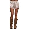 image:imageWomens Lace Trim Satin Shorts Shiny Elastic Waist Mini Shorts French KnickersWhite