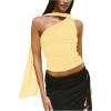 image:imageWomens Leopard Asymmetrical Halter Tops Sleeveless Slim Fit Summer Going Out Y2K Crop Tank TopYellow