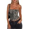 image:imageWomens Leopard Cheetah Sequin Strapless Tube Top Glitter Sleeveless Bandeau Crop Tops Night Out ClothesDeep Grey