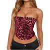 image:imageWomens Leopard Cheetah Sequin Strapless Tube Top Glitter Sleeveless Bandeau Crop Tops Night Out ClothesHot Pink