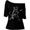 image:imageWomens Off The Shoulder Goth Graphic Tees Short Sleeve Asymmetrical Oversized Y2K T ShirtsAnimal Black