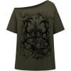 image:imageWomens Off The Shoulder Tops Gothic Graphic Tee Y2k Grunge Vintage Oversized T Shirts Trendy OutfitsArmy Green