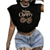 image:imageWomens Plus Size Letter Car Graphic Tees Short Sleeve Crew Neck Crop Tops Summer T ShirtBlack