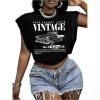 image:imageWomens Plus Size Letter Car Graphic Tees Short Sleeve Crew Neck Crop Tops Summer T ShirtSolid Black
