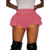 image:imageWomens Sequin Glitter Booty Shorts Layered Ruffle Sparkly Skirts High Waisted Club Party Rave Cheeky SkortsPlain Pink