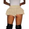 image:imageWomens Sequin Glitter Booty Shorts Layered Ruffle Sparkly Skirts High Waisted Club Party Rave Cheeky SkortsPure Apricot