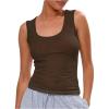 image:imageWomens Sheer Square Neck Tank Top Sleeveless Fitted Vacation Summer Tops Basic ShirtCoffee Brown