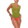 image:imageWomens Sheer Square Neck Tank Top Sleeveless Fitted Vacation Summer Tops Basic ShirtOlive Green