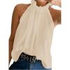 image:imageWomens Summer Halter Tops Tie Back Frill Sleeveless Casual Blouses for Women Dressy Work ShirtsPure Apricot