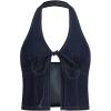 image:imageWomens Y2K Denim Halter Tops Sleeveless Bowknot Split Hem Tank Top Going Out ClothesDark Wash