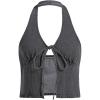 image:imageWomens Y2K Denim Halter Tops Sleeveless Bowknot Split Hem Tank Top Going Out ClothesLight Black