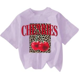 image:imageWomens Cherry Bow Graphic Tees Short Sleeve Crew Neck Summer T Shirt Tops for Women TrendyMauve Purple