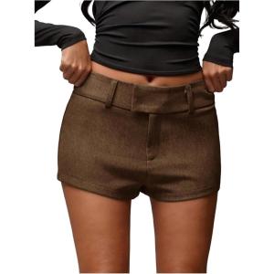 image:imageWomens Elegant Mini Shorts Dressy Casual Office Work Summer Shorts with PocketsBrown