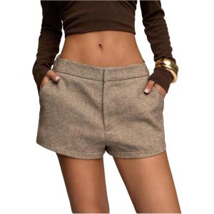 image:imageWomens Elegant Mini Shorts Dressy Casual Office Work Summer Shorts with PocketsCoffee Brown