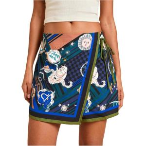 image:imageWomens Floral Graphic Skirt Shorts Drawstring Waist Tropical Boho Wrap SkortsDeep Blue