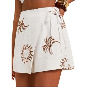 image:imageWomens Floral Graphic Skirt Shorts Drawstring Waist Tropical Boho Wrap SkortsWhite