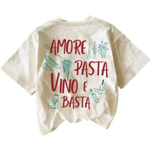 image:imageWomens Graphic Letter Tee Crew Neck Drop Shoulder Trendy Summer T Shirt Short Sleeve Vintage Car Print TopMix Apricot