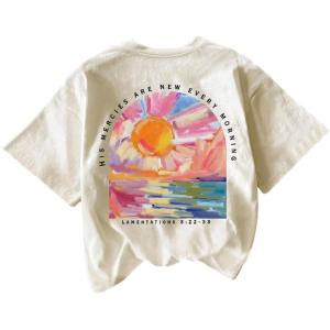 image:imageWomens Graphic Letter Tee Crew Neck Drop Shoulder Trendy Summer T Shirt Short Sleeve Vintage Car Print TopPrint Back Apricot