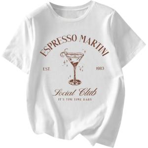 image:imageWomens Graphic Letter Tee Crew Neck Drop Shoulder Trendy Summer T Shirt Short Sleeve Vintage Car Print TopPure Letter White
