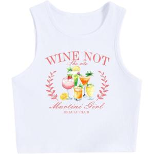 image:imageWomens Graphic Y2k Ribbed Tank Tops Sleeveless Martini Casual Slim Fit Summer Crop TopYellow White