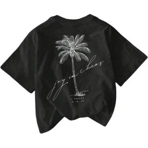 image:imageWomens Hawaiian Shirts Tropical Graphic Tees Crewneck Short Sleeve Vacation Summer T ShirtBlack Graphic