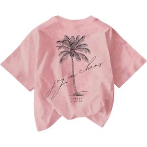 image:imageWomens Hawaiian Shirts Tropical Graphic Tees Crewneck Short Sleeve Vacation Summer T ShirtGraphic Pink